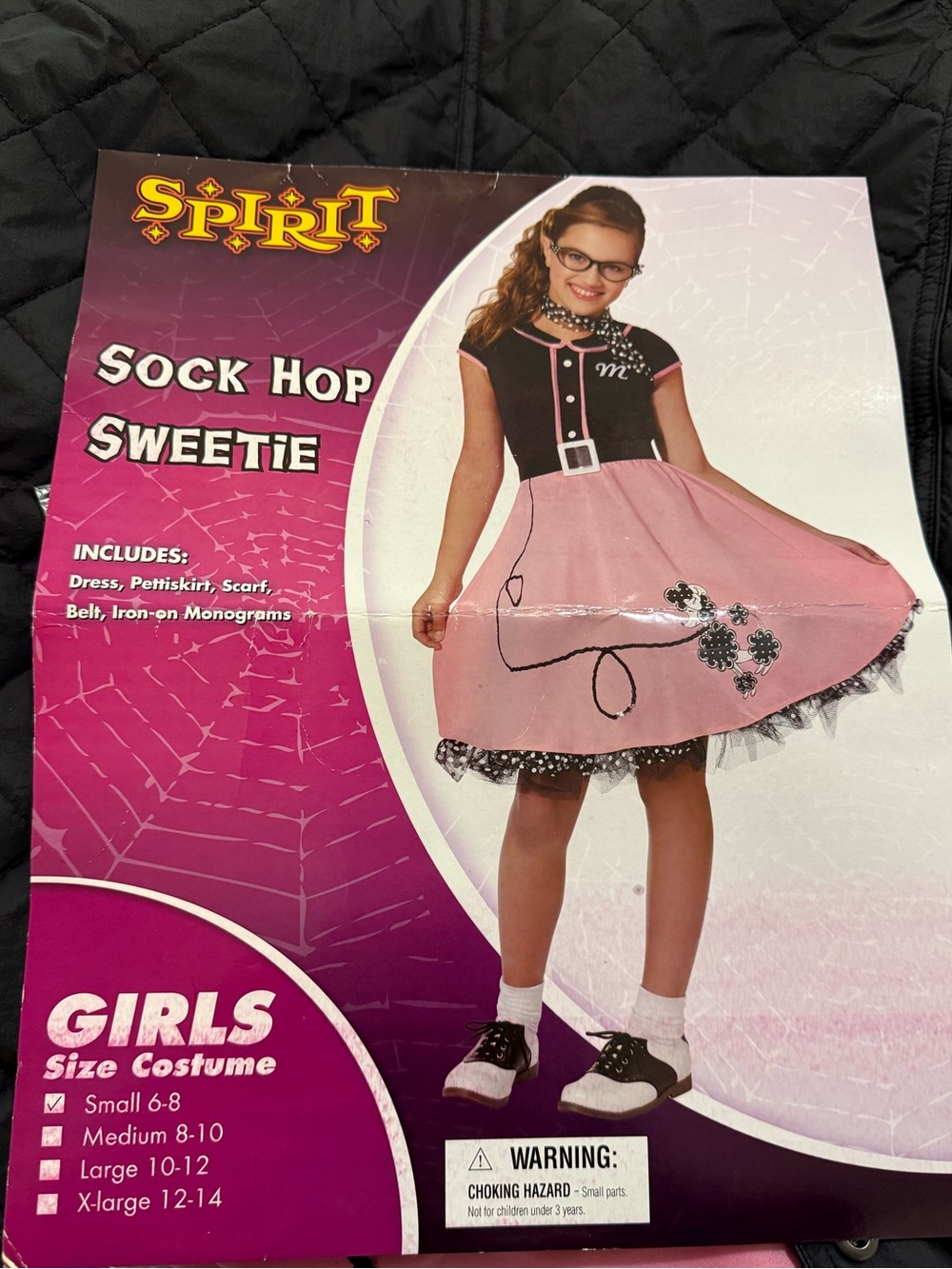 Spirit Girls Pink and Black Sock Hop Sweetie Costume Dress